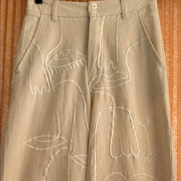 Women's Cream Straight Leg Pants - Picture 5 of 8